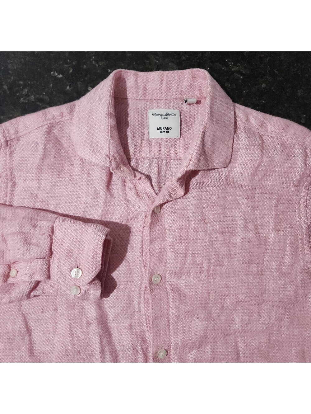 Murano Baird McNutt Linen Button Up Shirt Mens Medium Slim Preppy Summer Beach
